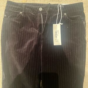 AG pinstripe velvet Jeans in Black and White